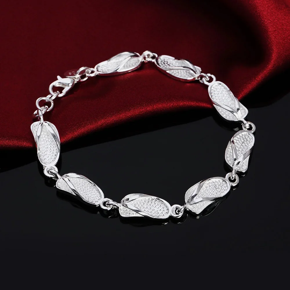 Heiße neue Armbänder aus 925er Sterlingsilber mit niedlichen Hausschuhen für Damen, Charm-Armbänder für Hochzeiten, Weihnachtsgeschenke, Modeschmuck Image