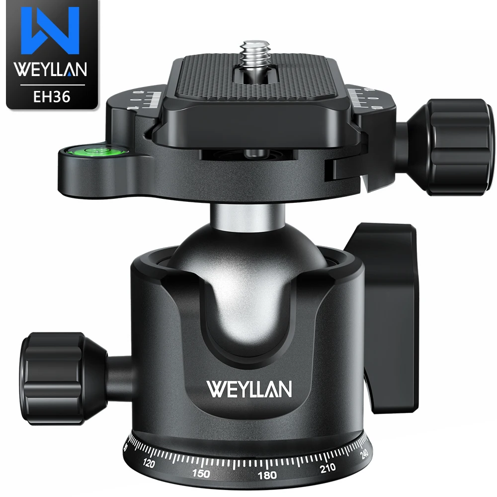 WEYLLAN EH36 Stativ-Kugelkopf-Panorama-Kugelkopf-Montageadapter, U-Nut, niedriges Profil, Kugelkopf-Stativhalterung, maximale Belastung 33 lbs/15 kg, neu Image