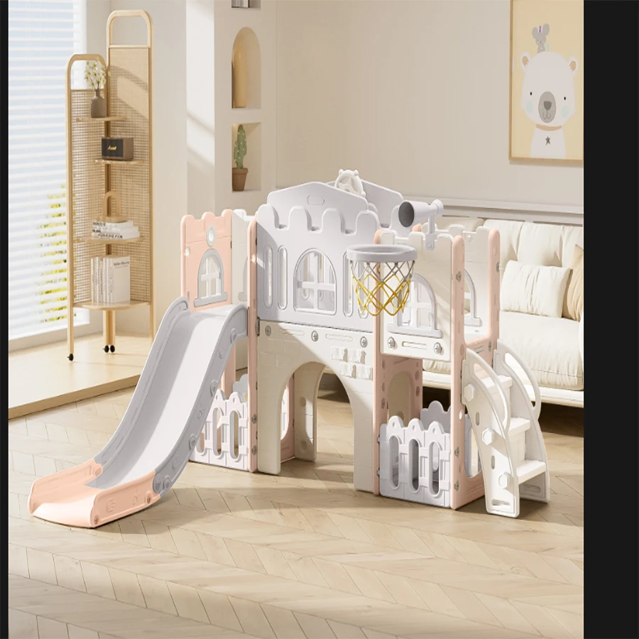 8-in-1-Spielplatz für Kleinkinder, Indoor-Spielplatz, Indoor-Rutsche, Kleinkind-Spielset für Kleinkinder von 1–3 Jahren, Basketballkorb, Kletterer, Krabbeltunnel Image