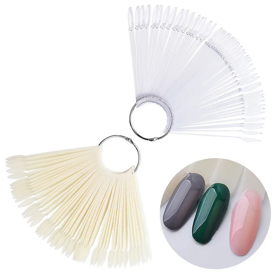 50 Stück ovale fächerförmige Swatch-Sticks mit runden Spitzen für die Nagelkunst-Gel-Nagellack-Display und Organisation Image