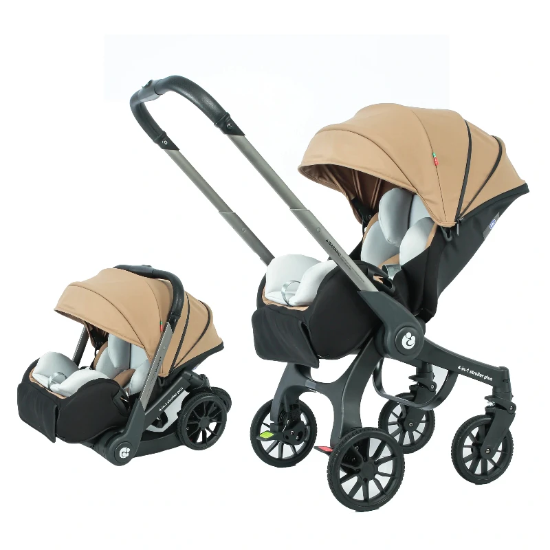 EU auf Lager 4In1 Kinderwagen, Multifunktionaler Kinderwagen faltbar mit Autositz Babyauto Wagen Tragbarer Kinderwagen 3in1 Image