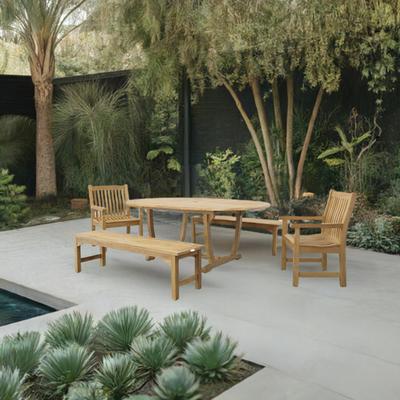 Oval Teak Wooden Picnic Table Set