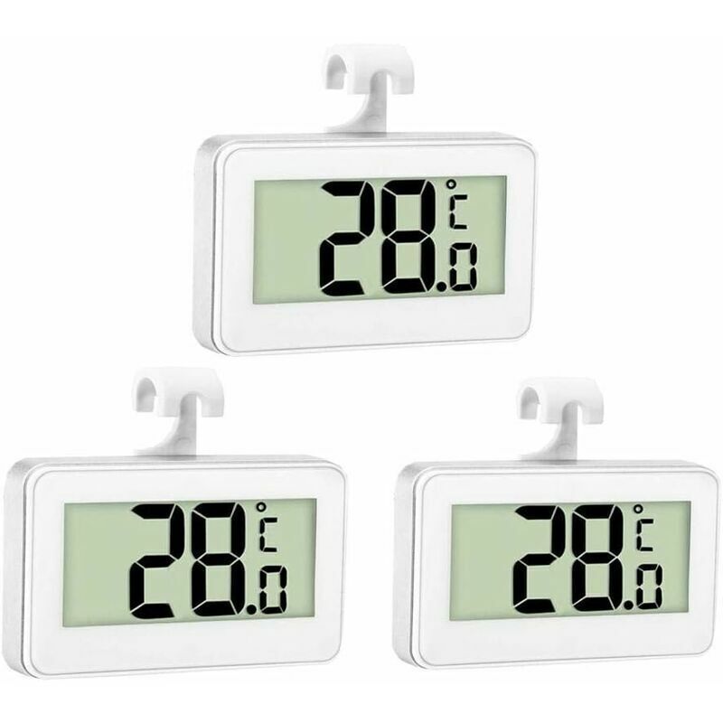 Termometro Per Frigorifero 3x - Termometro Digitale Per Congelatore - Termometro Per Frigorifero/camera Da Letto - Termometro Impermeabile Per Congelatore - Schermo Lcd - Con Gancio Per La Lettura Del