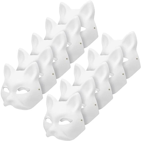 10 Maschere Da Gatto Da Dipingere - Maschere Bianche Fai Da Te Per Feste In Maschera E Halloween