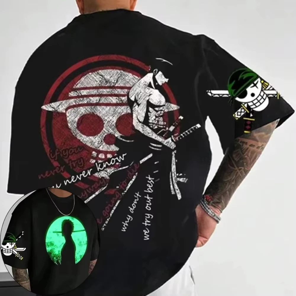 Nuova T-shirt Estiva 2026 One Piece da Uomo, Maglietta Anime Roronoa Zoro Autunnale a Girocollo a Maniche Corte da Uomo e Donna