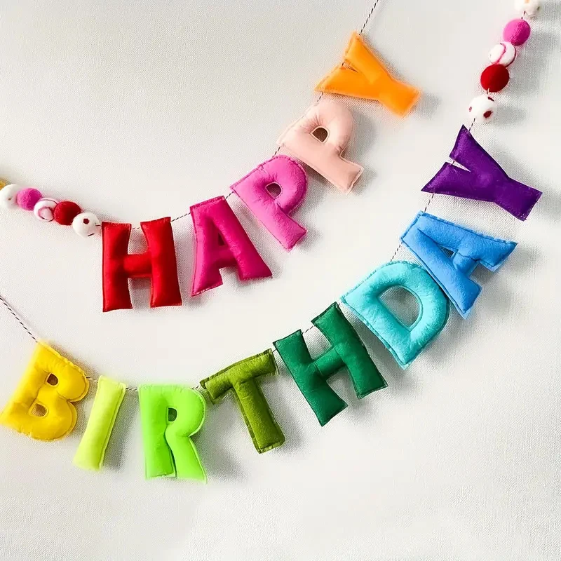 Farbenfrohe 3D-Dreidimensionale Happy-Birthday-Banner-Set Partydekoration Fotodekoration Geburtstagsparty-Ausstattung Image