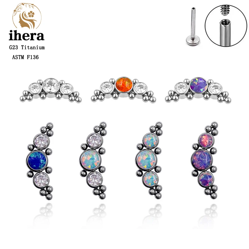 G23 Titan Multicolor Zirkon Opal Stud Ohrringe ASTM F136 16G Ohr Tragus Helix Knorpel Piercing Ohrring Frauen Körper Schmuck Image
