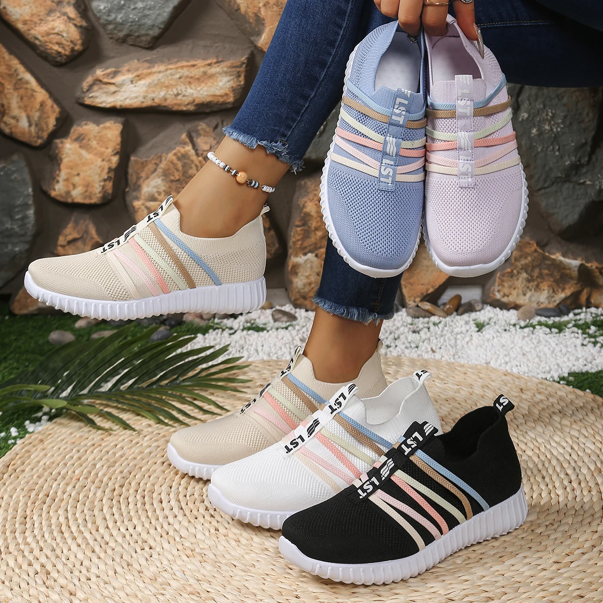 Zarter Regenbogen mit rosa Schuhen, Damenschuhe, Damen-Turnschuhe, Schuhe für Damen, 2025, günstige Schuhe, Ausverkauf, kostenloser Versand