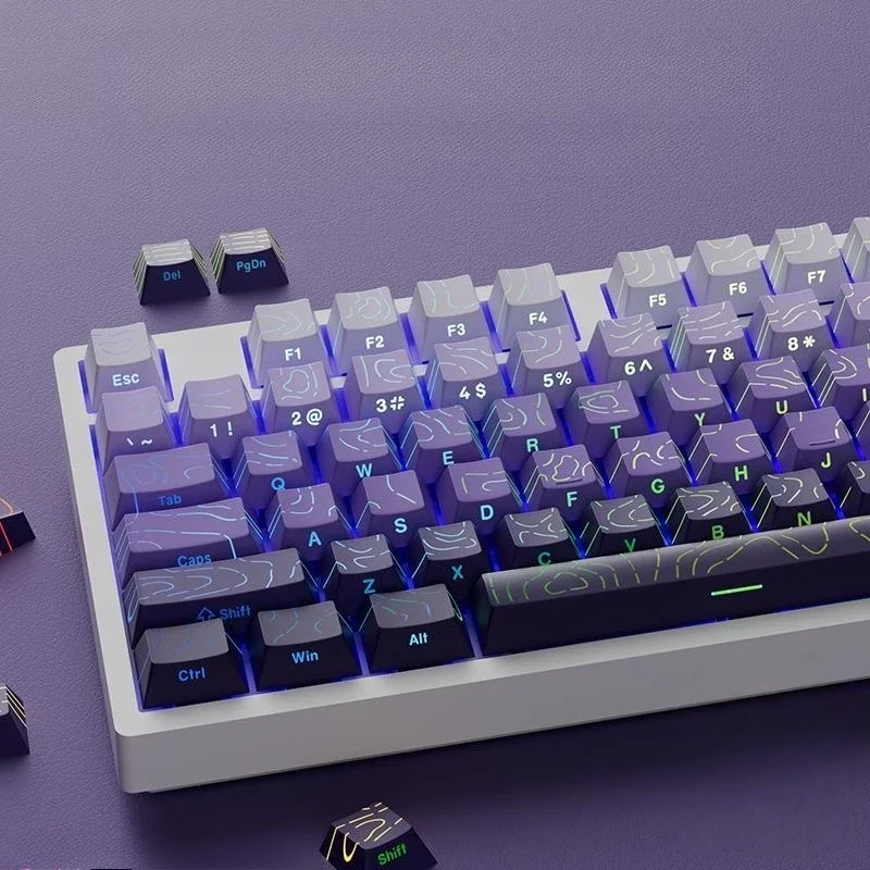 2026 Line Gradient Side Shine Through Keycaps Cherry Profile PBT Custom Keycaps für 60% 65% 75% 96% 98% 100% mechanische Tastaturen Image