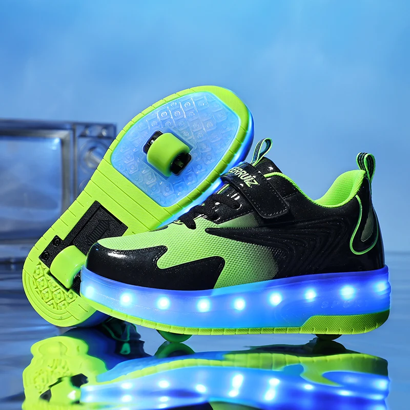 Kinder Turnschuhe USB Aufladen Leuchten Skates Schuhe Jungen Mädchen Casual Skateboard Schuh Rollschuh Outdoor Sport Schuhe Mit LED