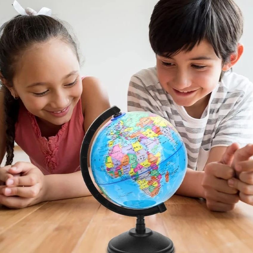 1 Stück Standard-Lehrglobus-Set, HD Englische Karte 360 ° Rotation, für Klassenraum und Geographie-Lernende, Lehrmittel Image