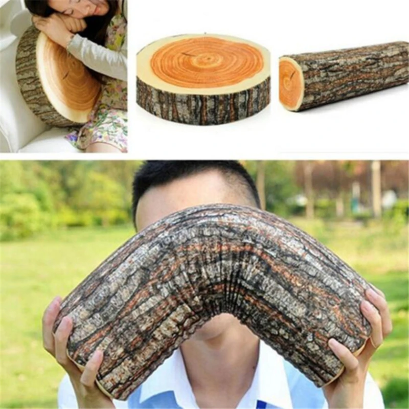 1Pc New Home Natürliche Camping Zylinder Woods Design Log Weiche Plüsch Kissen Kissen Kissen Image