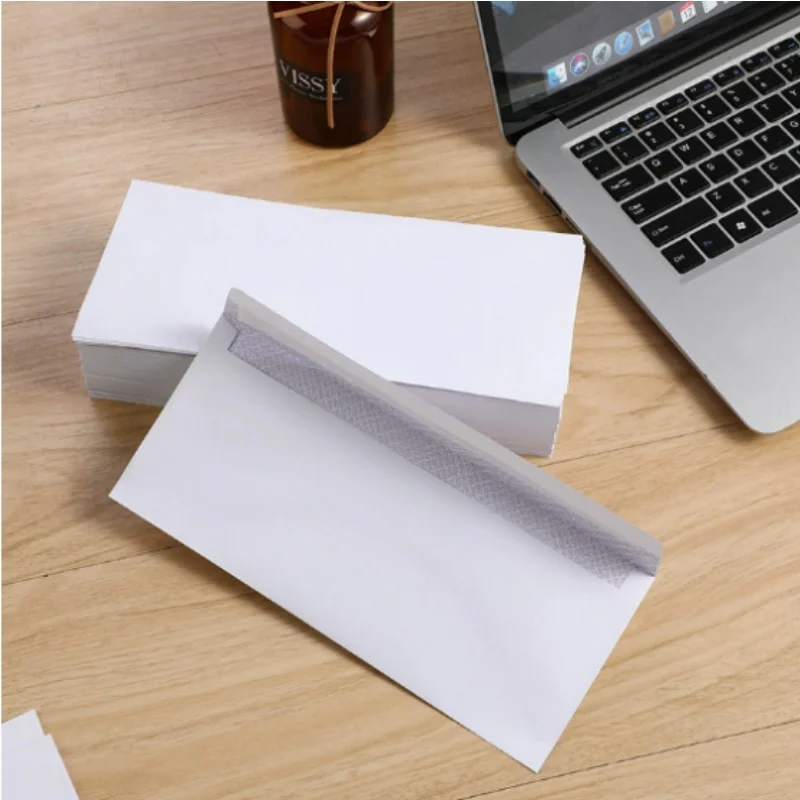 10–100 Stück weißer Briefumschlag ohne Fenster 10 # Sicherer Geschäftsumschlag für A4-Papier Rechnungen Selbstklebender Umschlag Image