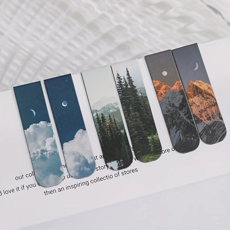 2 teile/paket Magnetische lesezeichen schöne landschaft wolken einfache literarische muster lesezeichen Lesen werkzeug Schule büro liefert Image