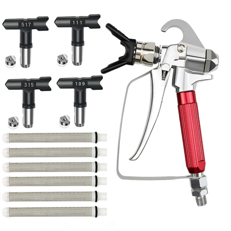Hochdruck-Airless-Farbspritzpistole mit 3600 PSI, 4 Spritzdüsen und Düsenschutz oder 6 Airless-Spritzpistolenfiltern Image