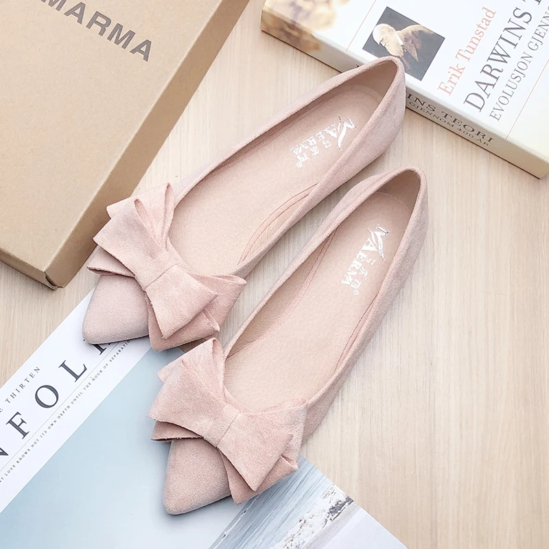 Frauen Wohnungen mit Big Bowknot Rot Hochzeit Schuhe Flache Ferse Schmetterling-knoten Weiche Sohle Kleine Größe 33 34 große größe 43 Rose Rot Wohnungen