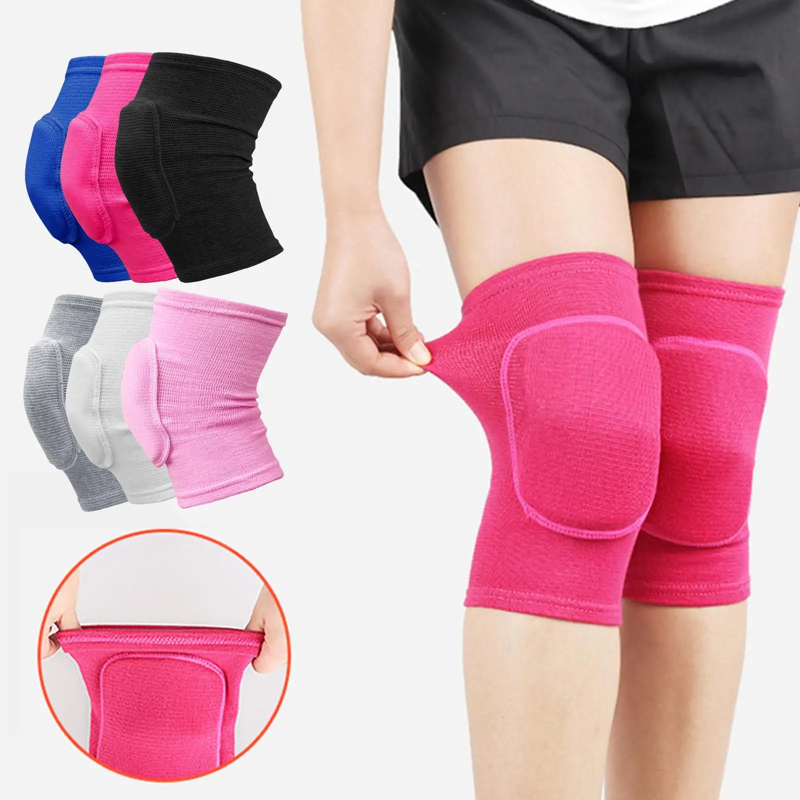 2 teile/satz Sport Kompression Knies chützer elastische Knies chützer verdickte Schwamm Knie Klammer Unterstützung für Tanz Workout Training Image