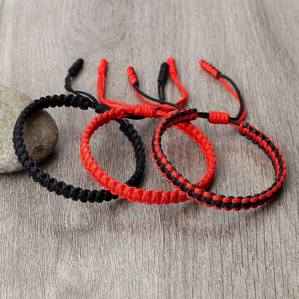 Rote Schnur-Armbänder, Armreifen, verstellbarer Knoten, handgefertigt, geflochtenes Seil-Armband, Liebe, Glücksbringer, Handgelenkschmuck für Frauen, Männer, Freunde Image