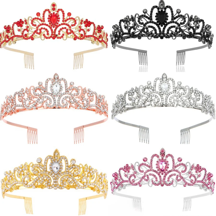 Hochzeits-Haartiara Kristall Braut-Tiara Krone Diadem Schleier Tiaras Haaraccessoires Kopfschmuck Geburtstag Frauen Mädchen Image