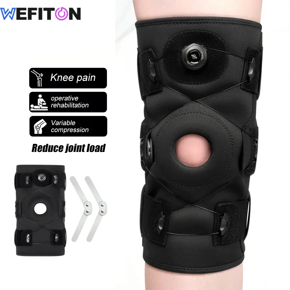 1 Stück Klapp-Kniebandage für Meniskusriss, verstellbare Unterstützung für Knieschmerzen mit Scharnieren und integrierten Seitenstabilisatoren für ACL MCL Image