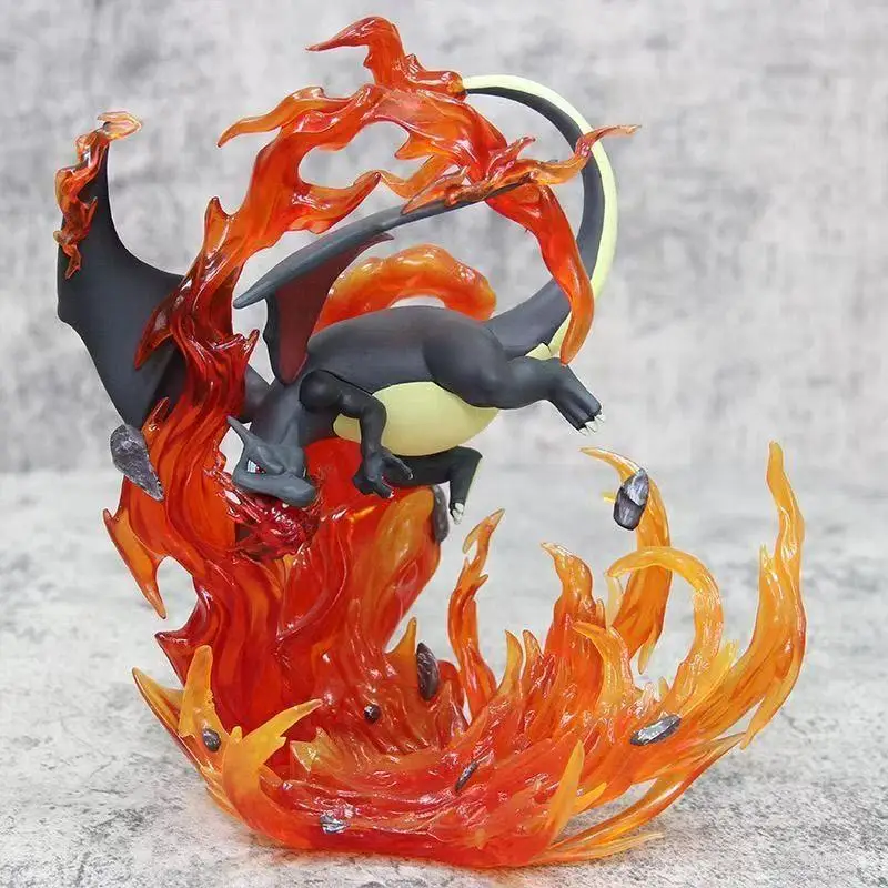 Pet Pok é Mon Gk Spray Flame Treasure Spray Fire Dragon Gelb Schwarz Statue Modell Box Set Handgemachtes Desktop Ornament Geschenk Image