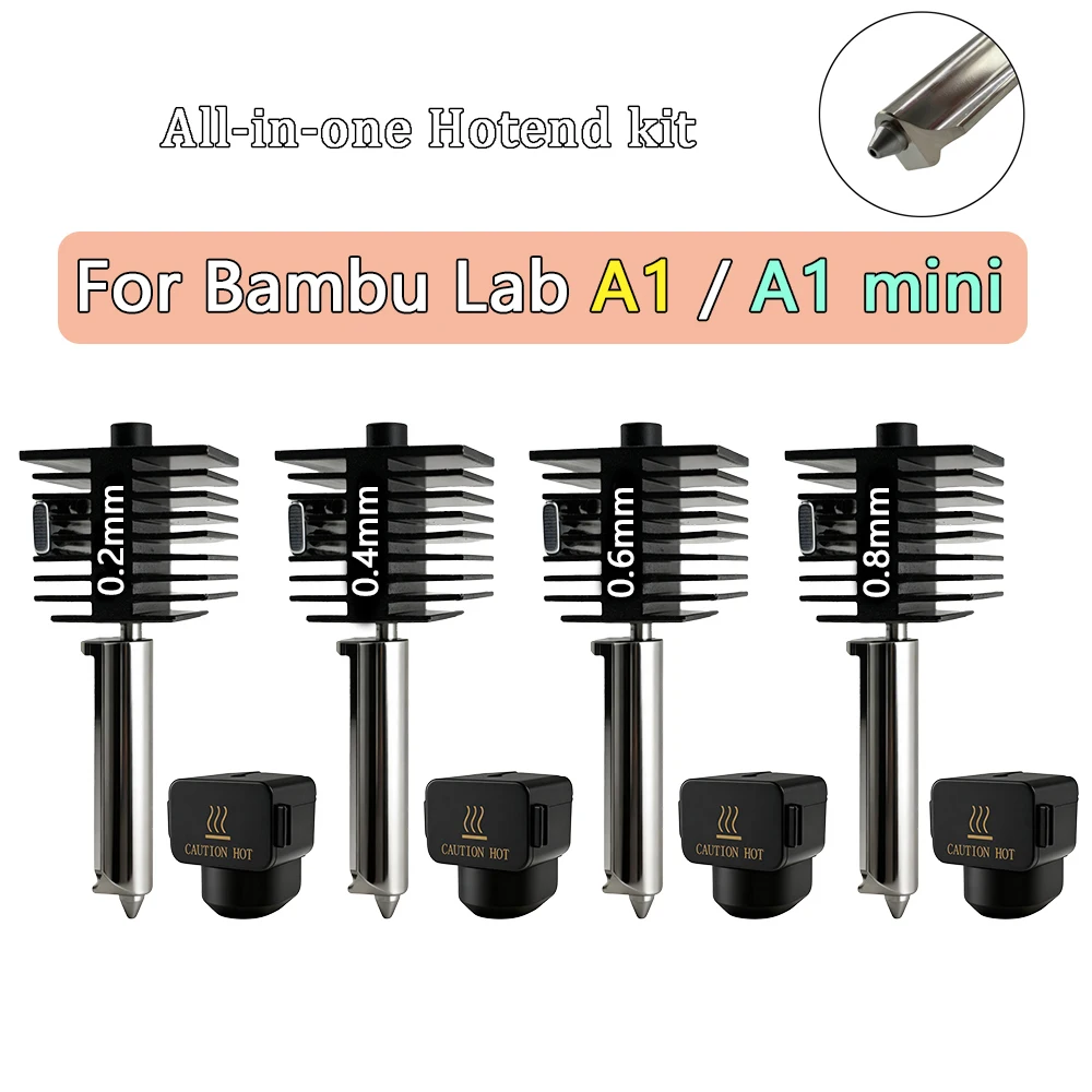 Für Bambu Lab A1 Mini All-in-One Hotend-Kit, gehärtete Stahldüse 0,2/0,4/0,6/0,8 mm Düse für Bambu Lab A1 A1 MINI 3D-Drucker Image