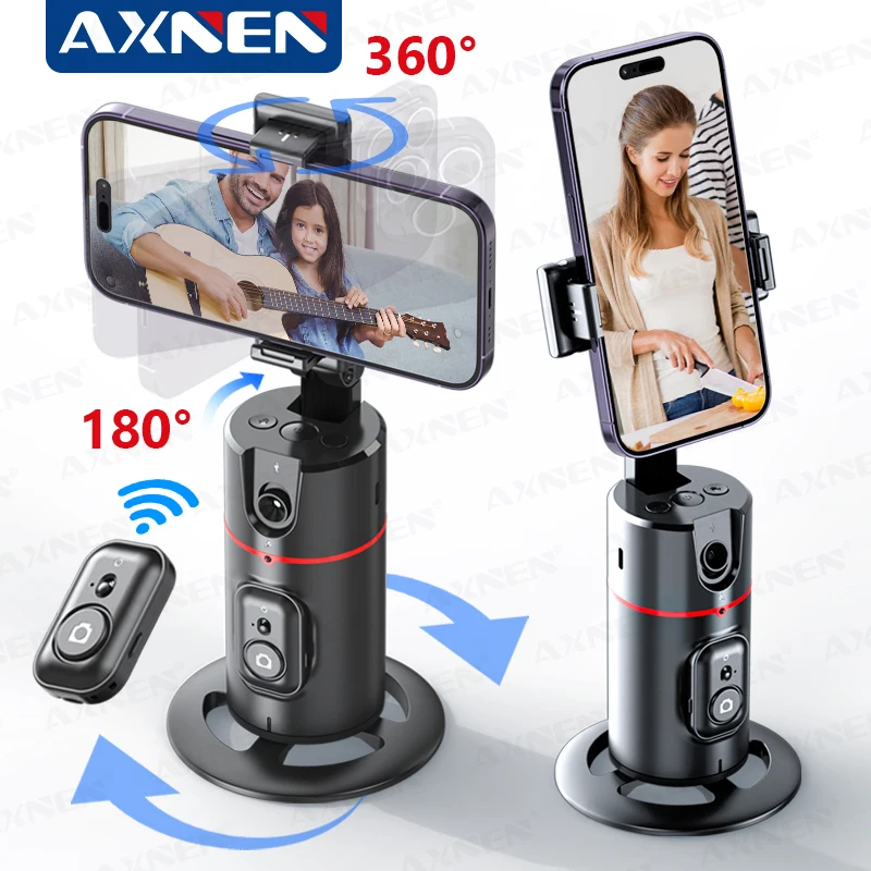 AXNEN P02 360-Grad-Drehung Follow-up-Gimbal-Stabilisator Einbeinstativ Desktop-Tracking-Gimbal mit Fernbedienung für Live-Fotografie auf dem Telefon Image