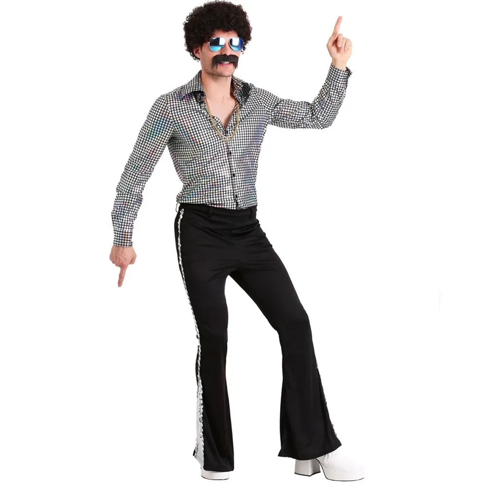Halloween Retro 70er Jahre Hippie Cosplay Kostüm für Männer Erwachsenen Rock Disco Kleidung Anzug