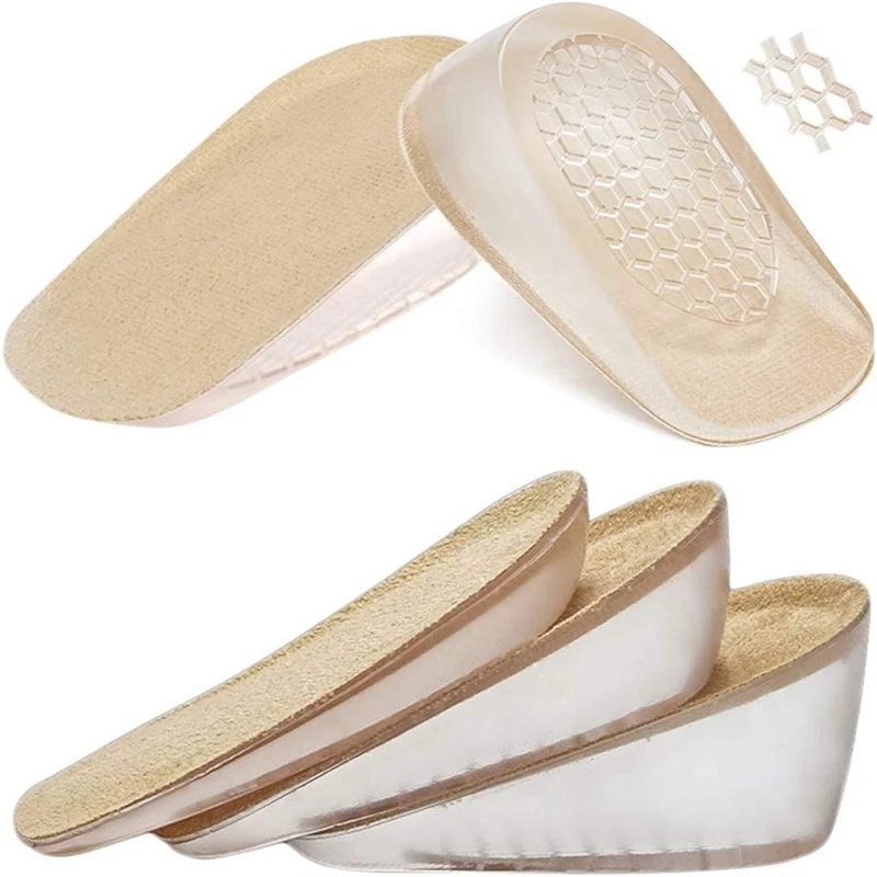 Gel-Silikon-Einlegesohle zur Erhöhung der Höhe, unsichtbare Fersenlift-Einsätze, elastische Pads für Männer und Frauen, Schuh- und Fußpflege-Schutzkissen Image