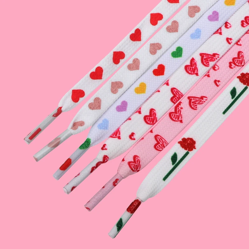 1 Paar flache Schnürsenkel der Liebe, präzise Weberei, Sport-Schnürsenkel, verwendet für Turnschuhe, Segeltuchschuhe, Paar-Schnürsenkel, dekoratives Geschenk Image