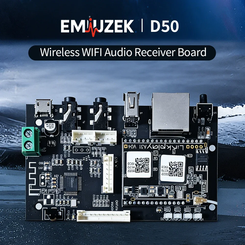 EMIUZEK D50 Wireless Audio Receiver Board Bluetooth WiFi Stereo Musik Modul für DIY Multiroom Heimkinosystem Image