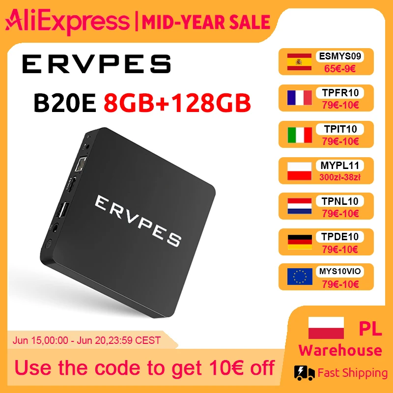ERVPES Mini-PC B20E Windows 11 Pro 8GB RAM 128GB SSD Intel 6500Y Micro-Desktop-Computer Dual-Band WLAN Mini-PC