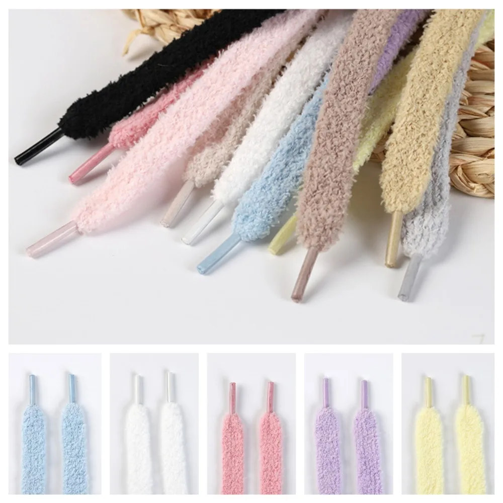1 Paar 1,3 cm Breite Plüsch-Schnürsenkel, Flauschige Seilschnürsenkel für Sneakers Bunte Schnürsenkel für Schuhe Hüte Hosen Weiche Chunky-Schnürsenkel Image