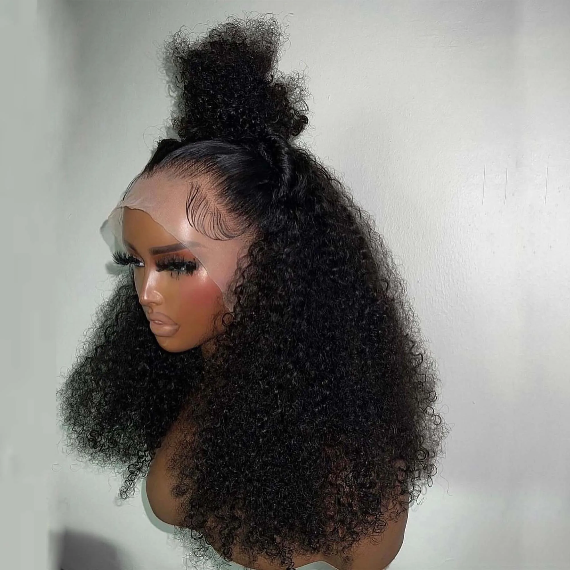 Tiefe lockige Bob-Perücken, 13 x 4, transparente Spitze-Frontal-Perücken, Echthaar, 200 % Dichte, 100 % Echthaar, tiefe Welle, Bob-Perücke für schwarze Frauen Image