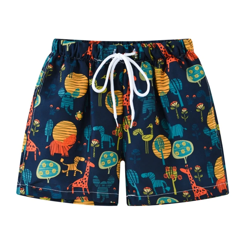Baum-Giraffe-Grafik-Badehose für Herren, Zitronenfrucht, 3D-Druck, Strandshorts, Sommer, lässig, schnell trocknend, Sport, lockere Surf-Kurzhose Image