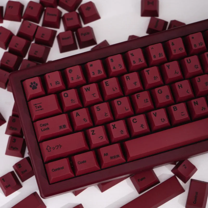GMK Minimalistische rote Tastenkappen aus PBT mit Dye-Sub-Technologie, Cherry-Profil, individuell gestaltete japanische Tastenkappen für mechanische MX-Switch-Tastaturen. Image