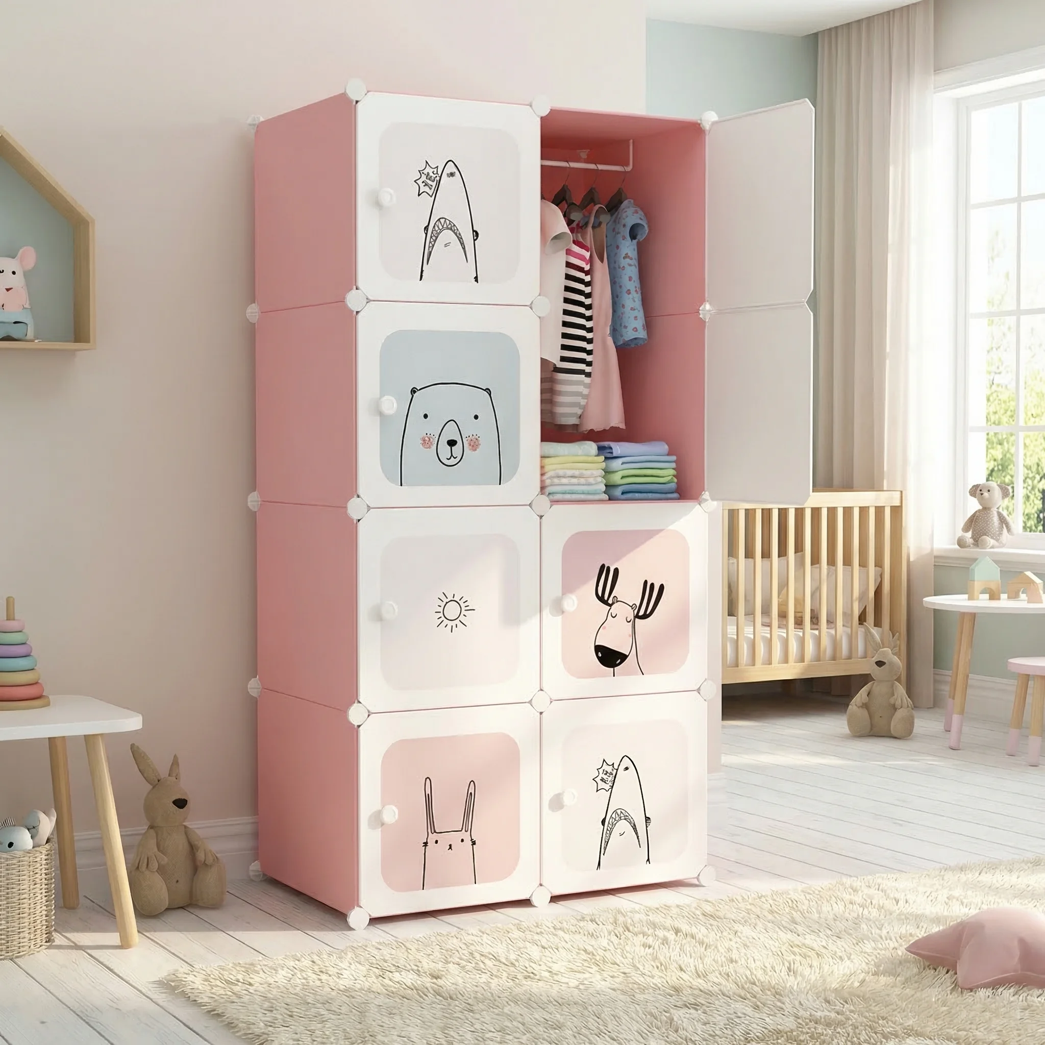 Kinder-Organizer, Platzsparender Vertikaler Kleiderschrank, Langlebiger Kunststoff, Perfekt für Kleidung, Schuhe, Spielzeug, 8 Würfel, für Schlafzimmer