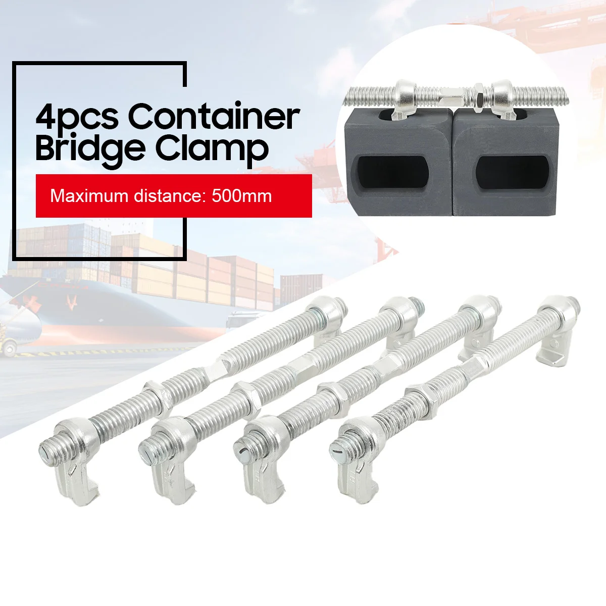 4er-Pack 500mm Container-Brückenbefestigungsklammer Verbinder für Container-Brückenunterstützungsklammer Image
