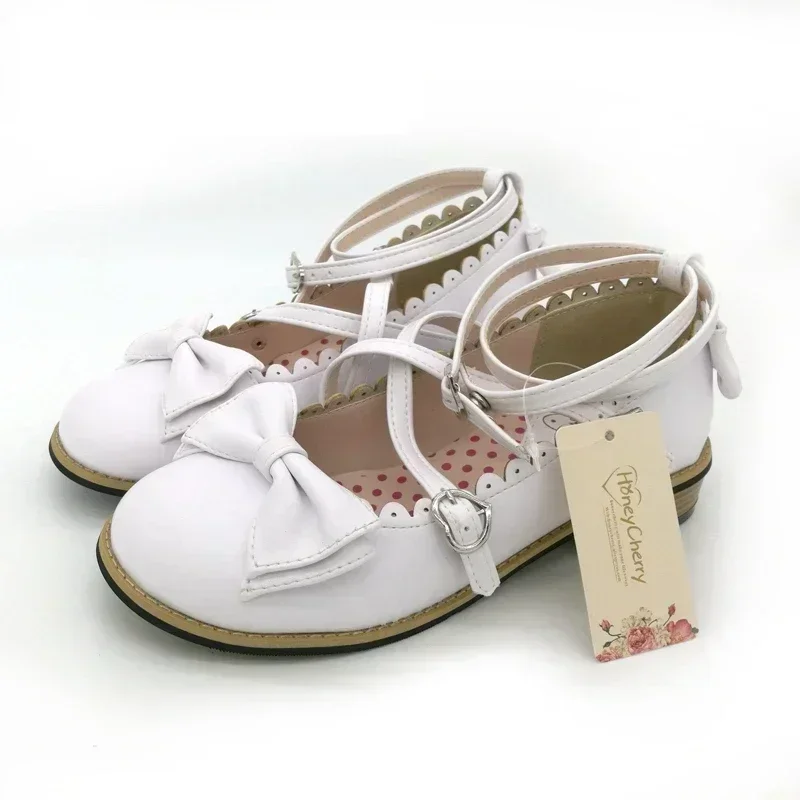 Lolita-Schuhe für Damen, flache Schuhe, niedrig, rund, mit Kreuzriemen, Schleife, niedliche Mädchen, Prinzessin, Tea-Party-Schuhe, Studenten, schöne Schuhe, Größe 34–41