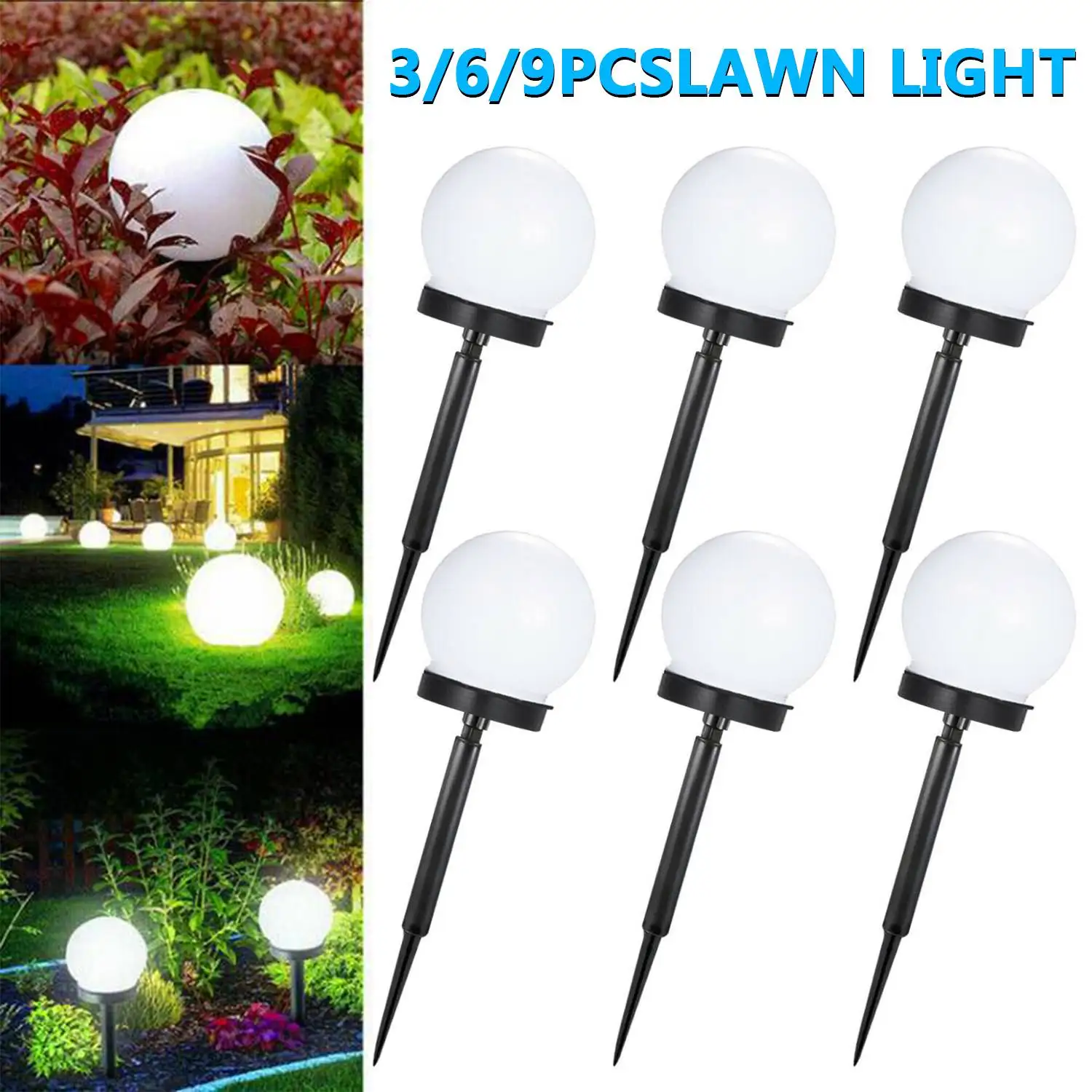 9PC Solar Licht Outdoor Solar Garten Licht Solar Pathway Landschaft Licht Wasserdichte Solar Rasen Lampe Für Haus Hof Terrasse Einfahrt
