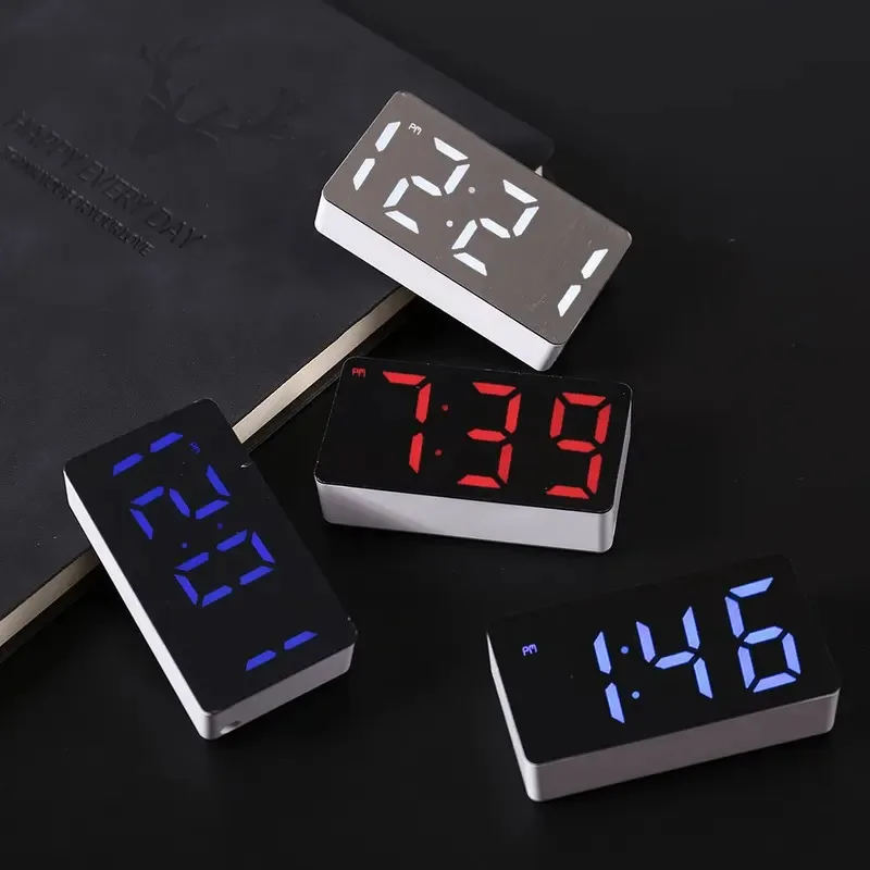 Elektronischer LED-Uhrenspiegel-Wecker – Heimtextilien, intelligente kleine Werkzeuge, Schreibtisch, digitale Schlafzimmerdekoration, Tischzubehör