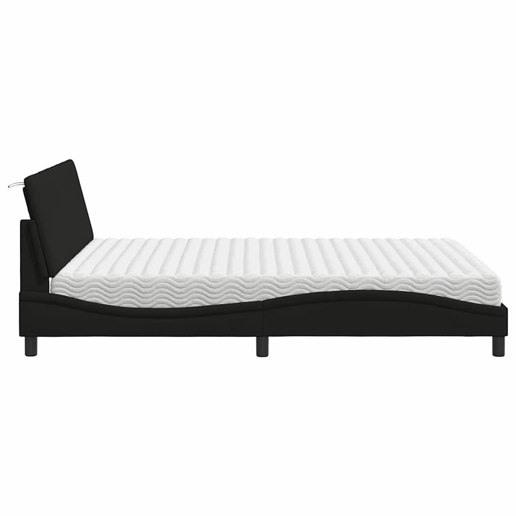 vidaXL Bett mit Matratze "Hanko" Schwarz 160x200 cm Stoff Image