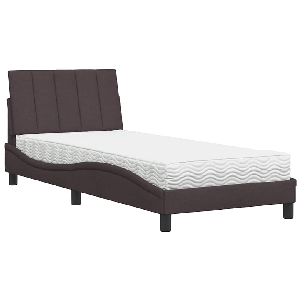 vidaXL Bett mit Matratze "Hanko" Dunkelbraun 90x190 cm Stoff Image