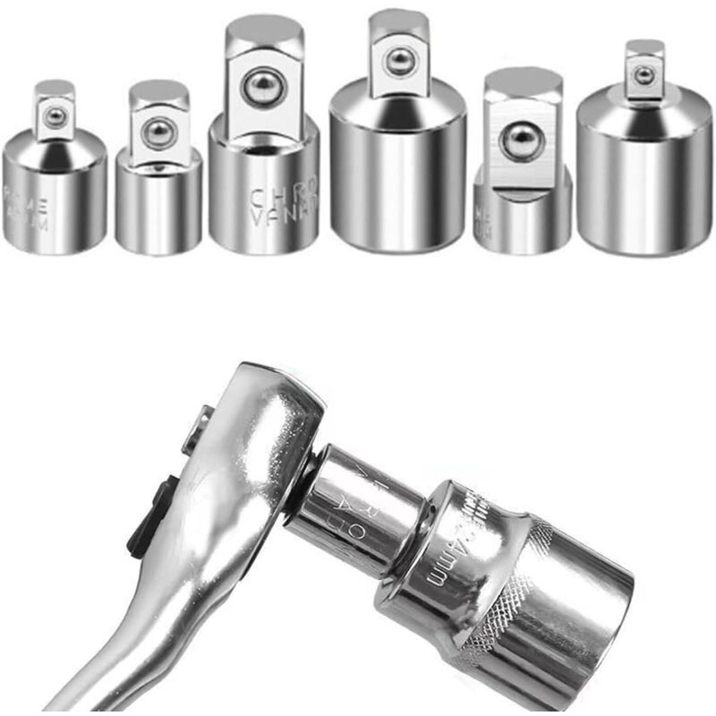 Adattatore Per Bussole, Set Di Adattatori A Cricchetto Da 6 Pezzi, Adattatori Riduttori Per Punte Da 1/4" A 3/8", Da 3/8" A 1/4", Da 3/8" A 1/2", Da 1/2" A 3/8", Da 1/2" A 1/4", Da 1/4" A 1/2" -crezuo