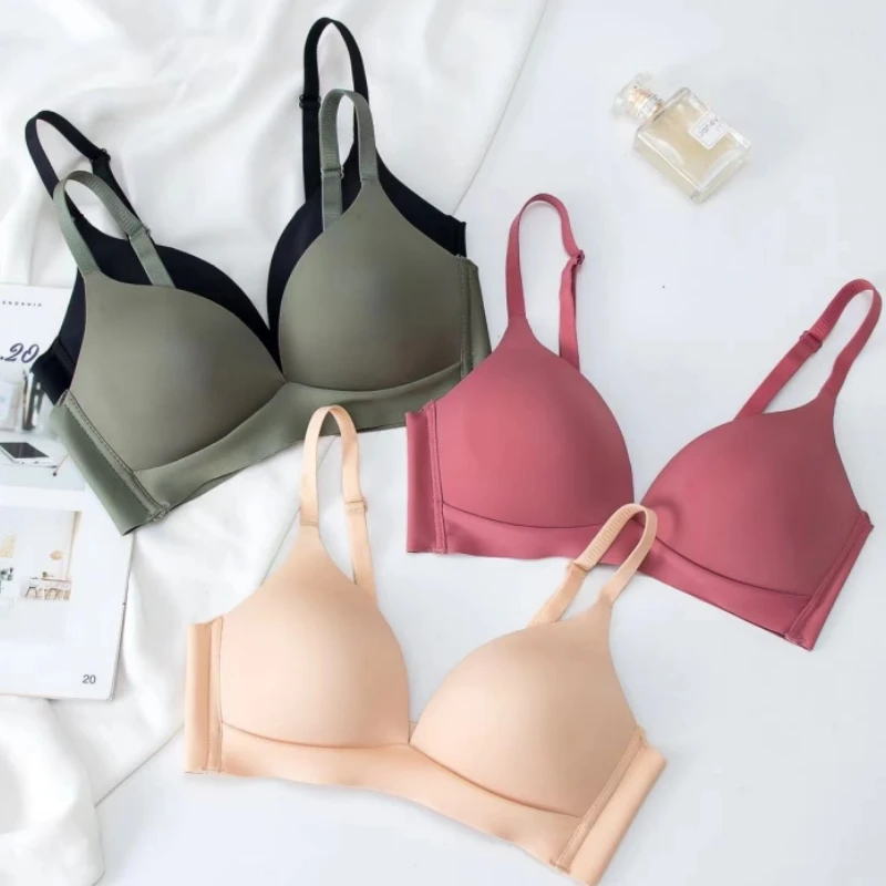 Soutien-gorge push-up sans couture de style japonais, confortable, sans armatures, lingerie féminine, bralette sans armatures, soutien-gorge 3/4 cup brillant, lingerie féminine