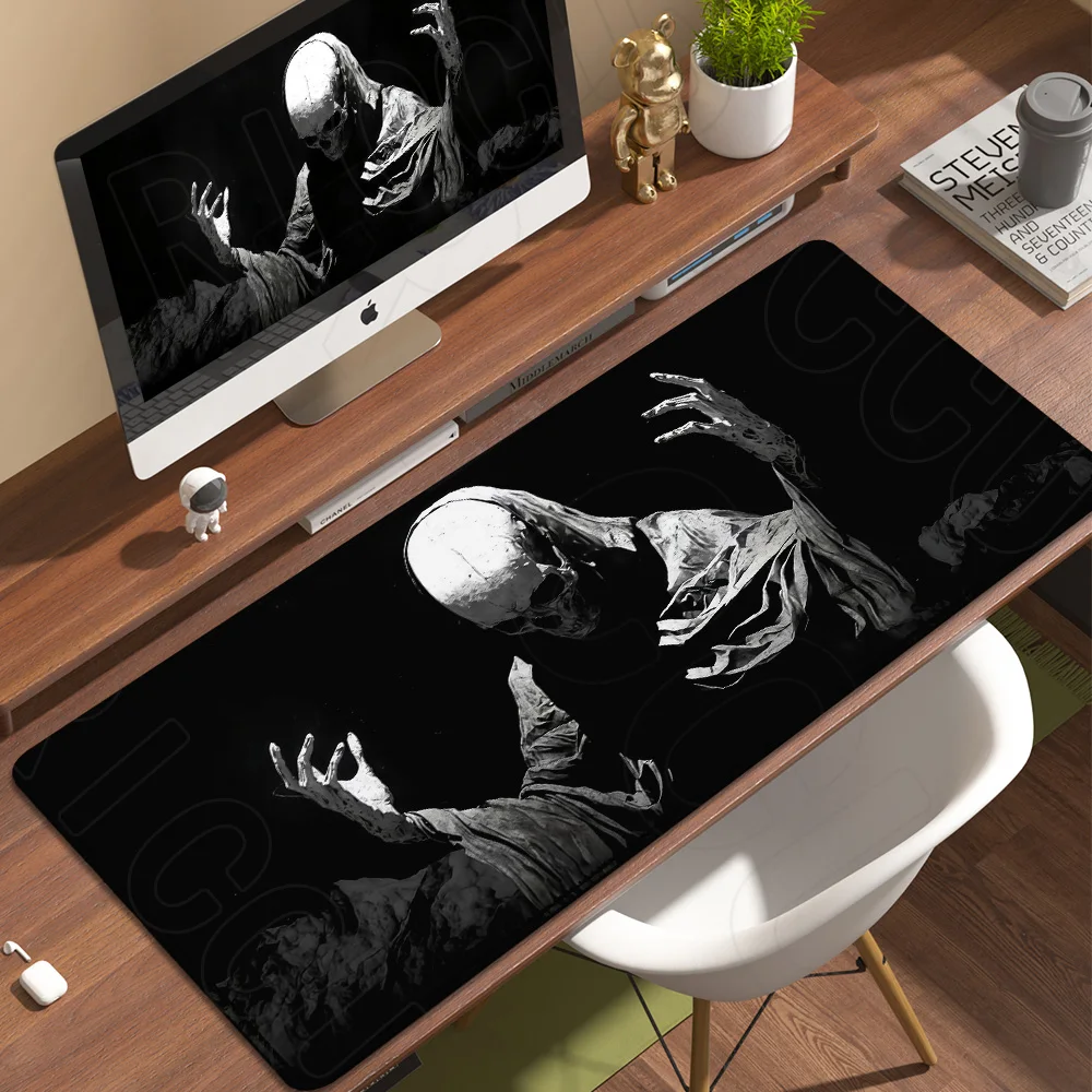 Horror-Skelett HD-Druck Mauspad Schwarz-Weiß Gaming-Tisch XXL Gummi Rutschfeste Gaming-Tastatur-Mauspads Lange Schreibtischunterlage Image