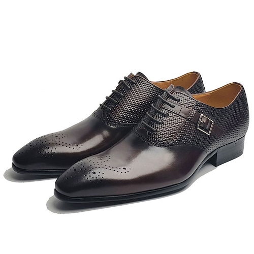 Zweifarbige Oxford-Schuhe für Herren in Braun und Grün, elegante Schnürschuhe im Brogue-Stil aus Leder für Business, Hochzeit, Party, Bankett und den stilvollen Gentleman-Look. Image