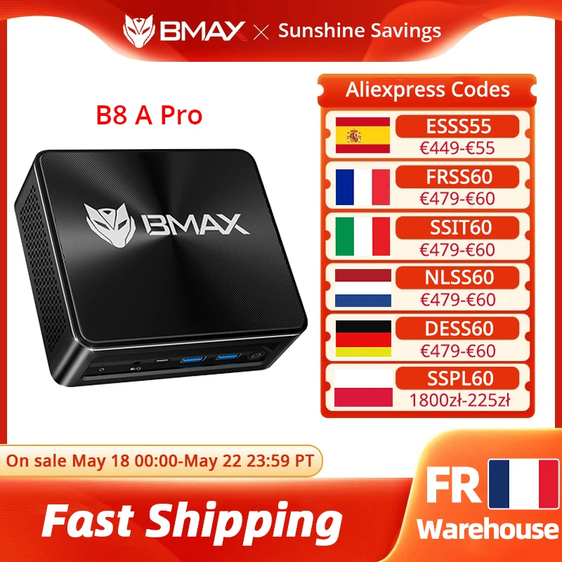 BMAX B8 A Pro AMD Ryzen 7 8745HS Prozessor 16 GB 512 GB SSD Windows 11 WiFi Bluetooth USB HDMI Typ-C DC Image