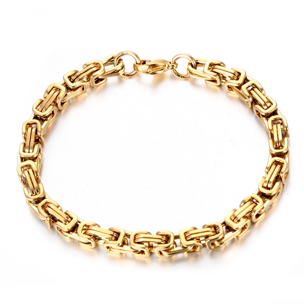 Neueste 316L Edelstahl Armband Männer Frauen Großhandel Armband 4mm Gold Farbe Männliche Hand Kette Link Armband Hip Hop schmuck