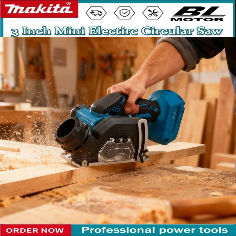 Makita 3-Zoll Mini bürstenlose elektrische Kreissäge Akku wiederaufladbare Handsäge 18V batteriebetriebenes Schneidwerkzeug Image